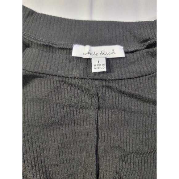 White Birch Womens Large Soft Black Cross Hem Crop Top Front Twist New in Bag - Picture 2 of 7